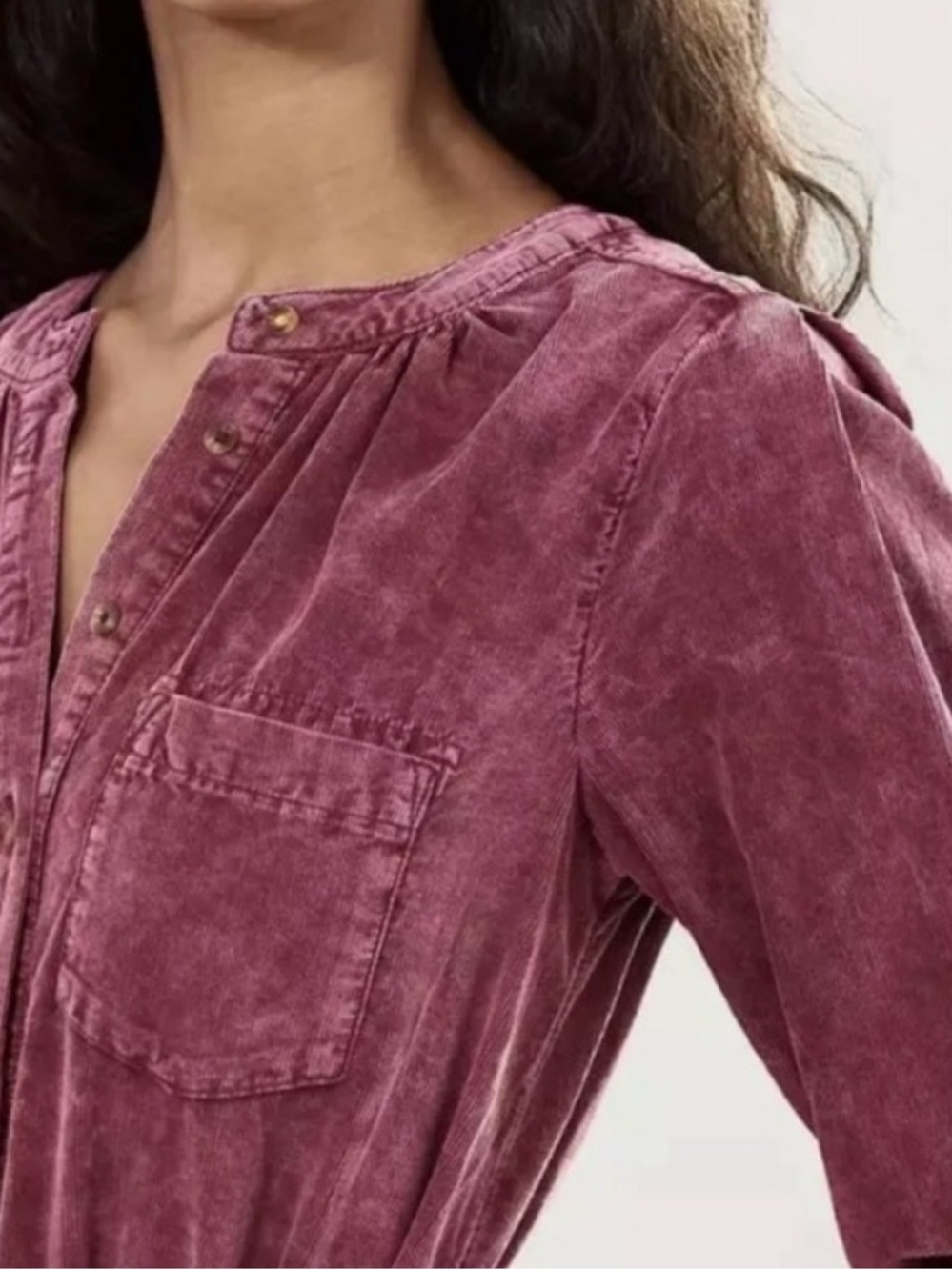 Anthropologie PILCRO Mauve Corduroy Tiered Midi Dress - Picture 3 of 4